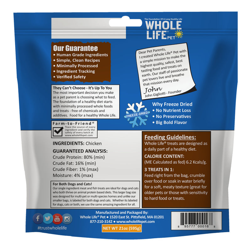 Whole Life Pet Just One Ingredient Freeze Dried Chicken Treats Value Pack for Dogs & Cats